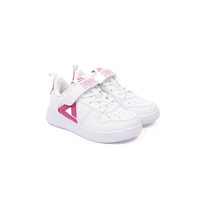 BASKET PEAK FILLETTE CUIR BLANC ROSE